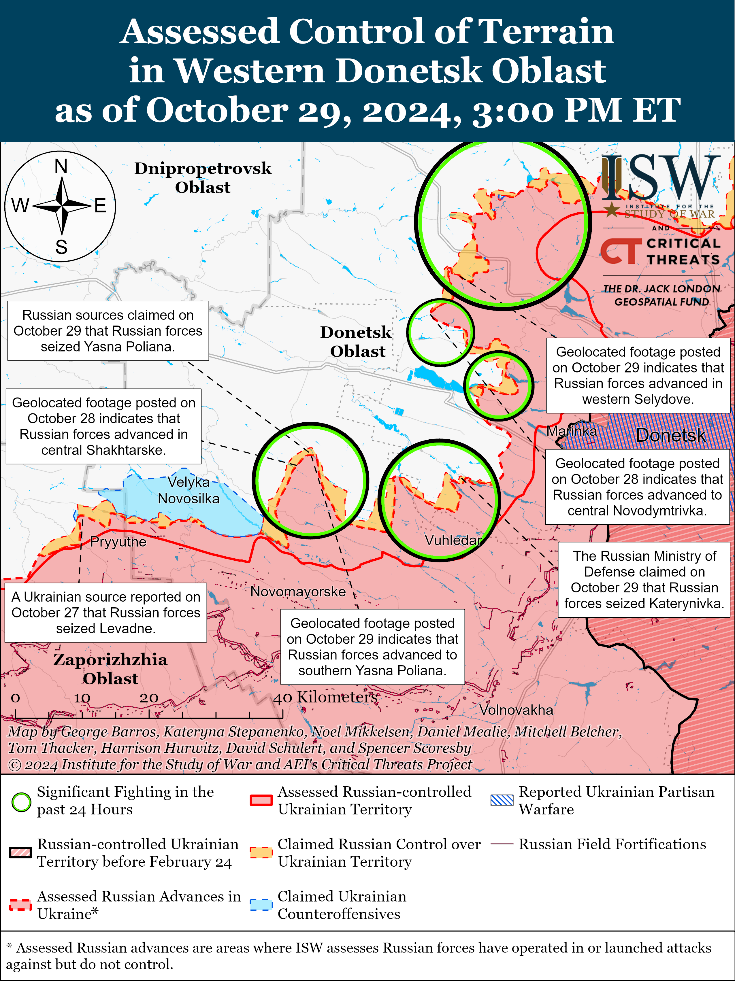 Окупанти просунулися на чотирьох напрямках, ЗСУ відновили позиції в Торецьку: карти ISW